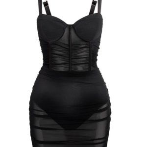 Sexy Black Leau Dress - Miami Mesh Mini Dress - Size Small